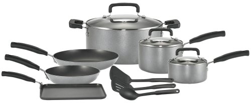 T-fal C110SC64 Signature Oven Safe Nonstick 12-Piece Dishwasher Safe Cookware Set - Silver product image