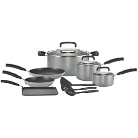 T-fal Signature Non-Stick 12-piece Cookware Set, Silver