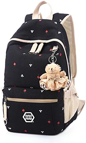WMWS Young Women's College Bag Canvas Shoulder Leisure Backpack