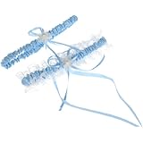 Topwedding Satin & Lace Wedding Garter 2-piece Set with Pearl