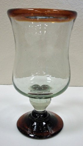 Polka glass w/amber rim