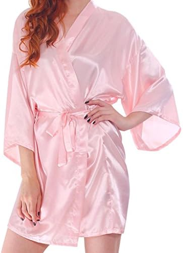 Dben Kimono Robe Women's Silk Satin Knee Length Bridal Lingerie Bathrobe Sleepwear