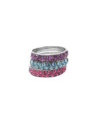 Sterling Silver Three Color Swarovski Crystal Stacking Ring
