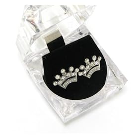 Sparkling Austrian Crystal Crown Stud Earrings in Ice Cube Jewelry box