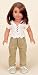 Cream Colored Top with Olive Green Pants. Complete Outfit with Shoes. Fits 18