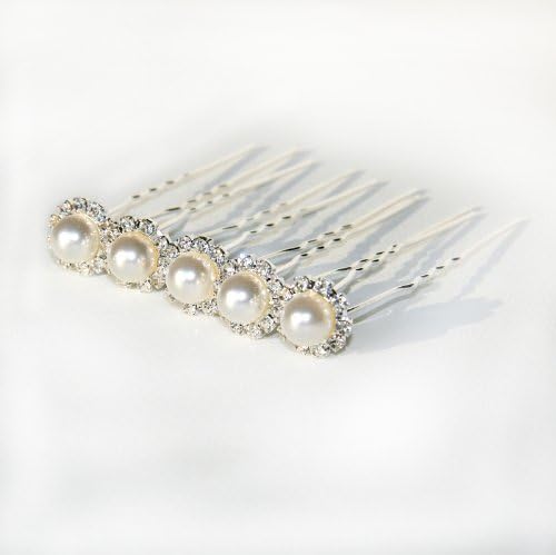 Lilypad Brand- Diamond & Pearl Hair Pins (5 Pieces)