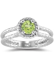 0.61 Cts Peridot Ring in 14K White Gold