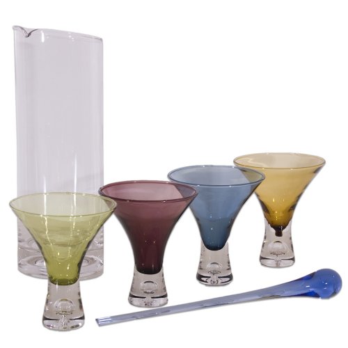 Cocktail Set 6-teilig - Glas Cocktailzubeh&ouml;r- 4 Cocktailgl&auml;ser - Karaffe - Cocktailr&uuml;hrer - Party Barzubeh&ouml;r - Gl&auml;ser Barset