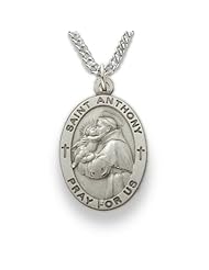 St. Anthony 1" , Patron of Lost Articles, .925 Sterling Silver Engraved Medal Pendant Christian Jewelry Patron Patron Saint Medal Pendant Catholic w/Chain Necklace 20" Length