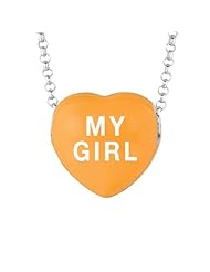 Sterling Silver 14mm Orange enamel Sweethearts MY GIRL Heart Pendant