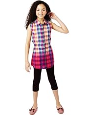2 Piece Cotton Rich Checked Shirt Tunic & Leggings Outfit