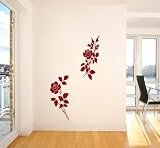 Wandtattoo 3021 Rosen Farbe: rot, Sehr grosses Format 1x30x72cm, 1x 30x70cm XXL. Decosticker Wandaufkleber Wandsticker Dekoration wiederablösbar. Günstiger als Bilder oder Gemälde oder Bild