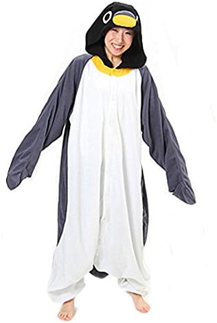 Unisex Plush Animal Onesies Pajamas Cosplay Penguin Cosplay Size L Gray