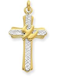 18k Gold -Plated & Sterling Silver Dove Cross Charm