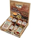D.L. Jardines Gift set--Round up Cowboy Collection--Great Texan Party in a boxthis box set includes a Bag of Chili Fixins, Steak Seasoning (2.75 oz. jar), Texas Champagne Hot Pepper Sauce (3 oz. bottle), and 8 oz. jars of 5-Star BBQ Sauce, Queso Loco cheese dip, Salsa Bobos, Peach Salsa and Texas Caviar Jalapeno Stuffed Olives