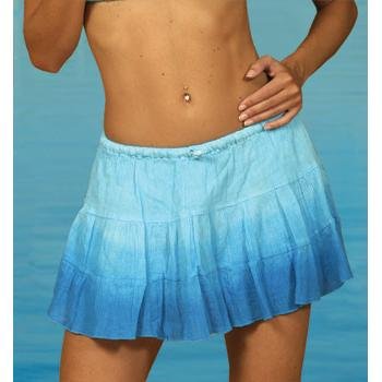 Kids Tie Dyed 3-Tier Cotton Gauze Mini Skirt - Blue -Medium (10-12)