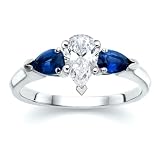 1.30 CT PEAR DIAMOND W PEAR BLUE SAPPHIRE RING 18K