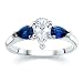 1.00 CT PEAR DIAMOND W PEAR BLUE SAPPHIRE RING 18K