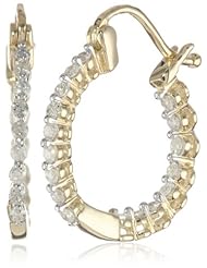 10k Gold Diamond Hoop Earrings (1/2 cttw, H-I Color, I2-I3 Clarity)