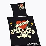 Ed Hardy 4844-26050 Microfaser Bettwaesche Totenkopf/ kills , 80 x 80cm/135 x 200 cm schwarz