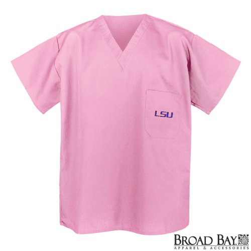 LSU Tigers Pink Scrubs Tops SHIRT -Size LG LSU For HER -Officially Licensed NCAA College Logo Apparel Unique GIFT Ideas For Mom Nurses Ladies Students Graduation