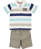 Calvin Klein Baby-boys Infant White Stripes Polo Shirt With Shorts