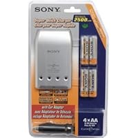 Sony BCG-34HVE4 Quick Battery Charger with Car Kit and 4 AA Ni-MH Rechargeable Batteries
