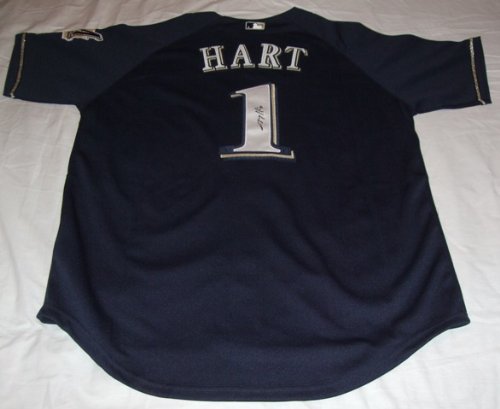 Corey Hart Autographed Milwaukee Brewers Jersey W/PROOF Picture of Corey Signing for Us