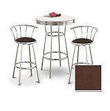Chrome Bar Table & 2 Chrome 29" Embossed Light Floral Fabric Seat Barstools ....