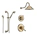 Delta Cassidy Champagne Bronze Shower System with Dual Control Shower Handle, 3-setting Diverter, Large Rain Showerhead, and Handheld Shower SS179782CZ