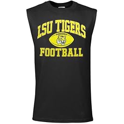 NCAA LSU Tigers Black Old School Football Sleeveless T-shirt