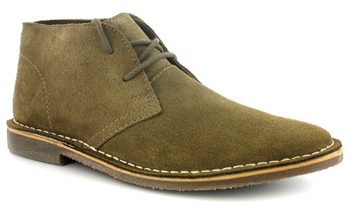 Mens Beige Leather Desert Boots - Stone - UK 7-12