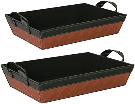 Wald Imports 14.5-inch Faux Leather Sided Tray (Set of 2)