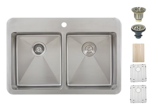 Ticor TR1700 Overmount Stainless Steel Double-Bowl Kitchen Sink
