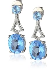 Badgley Mischka Fine Jewelry White Diamonds Blue Topaz Earrings