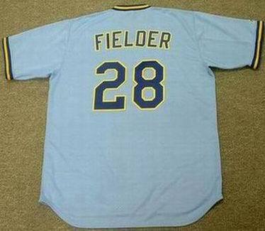 PRINCE FIELDER Milwaukee Brewers 1980's Majestic Cooperstown Throwback Away Jersey, LARGE