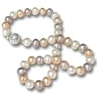 Tricolor White Lavender Peach 10-11mm AA+ Cultured Pearl Strand Cubic Zirconia Pearl Sterling Silver Clasp Necklace 18" (L1S2R2) Tricolor White Lavender Peach 10-11mm AA+ Cultured Pearl Strand Cubic Zirconia Pearl Sterling Silver Clasp Necklace 18" (L1S2R2)