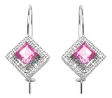 41TUsGbPNBL. SL160  10k White Gold Lab Created Pink Sapphire and Diamond Earrings