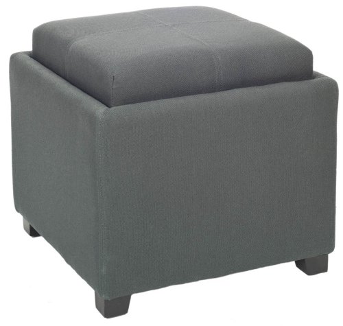 Safavieh Hudson Collection Gramercy Dark Grey Linen Single Tray Ottoman