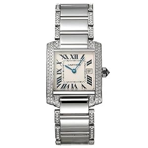 Cartier Tank Francaise Ladies' Watch 18K White Gold Cream Dial Diamond Bezel Diamond Bracelet WE1018SF