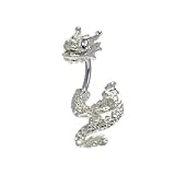 Clear Cz Cubic Zirconia DETAILED DRAGON 2 piece split Belly button Navel Ring 14 gauge