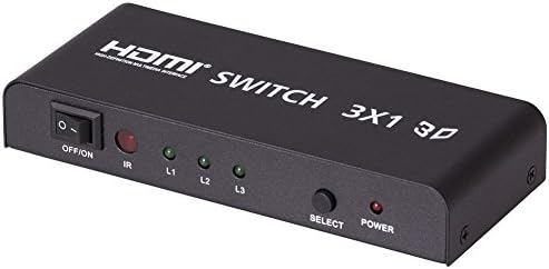 Tbridge® 3x1 3 Ports HDMI Switch with Remote Support Full HDTV 3D 1080P, Metal Box Black 3 In 1 Out