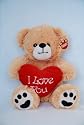 15" (38cm) Golden Brown Teddy Bear Holding a Red heart with "I Love You" inscribed on it