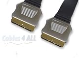 10m Scart Lead \ Flat Premium \ 21 Pins Connected 10 Metre Cable  (BY CABLES 4 ALL)