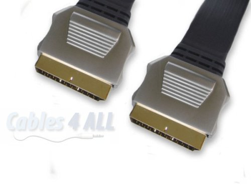10m Scart Lead \ Flat Premium \ 21 Pins Connected 10 Metre Cable  (BY CABLES 4 ALL)