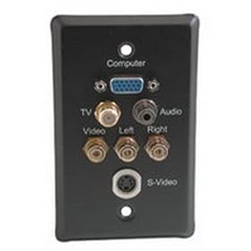 SGL GANG HD15 F-TYPE 3.5MM WALL PLT BLK