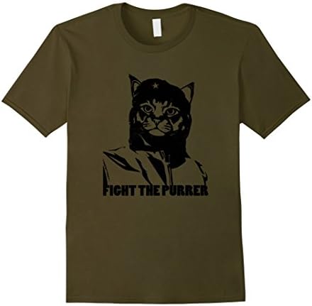 Men's Che Guevara Parody - Fight The Purrer T-Shirt - Mens/Womens 3XL Olive