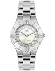 GUESS? Womens 95469L Silver-Tone Crystal Accented Watch
