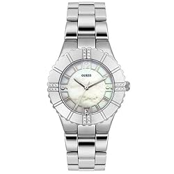 GUESS? Women's 95469L Silver-Tone Crystal Accented Watch