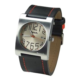 Bench BC0017BK Watch with Black Leather Strap and Cream Coloured Dial